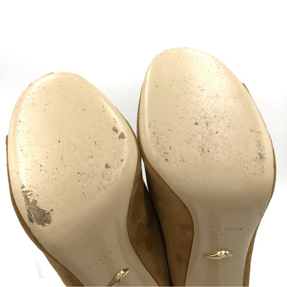 Diane Von Furstenburg Brown Suede Leather Sling Back Stiletto High Heels Size 7 - Picture 6 of 10